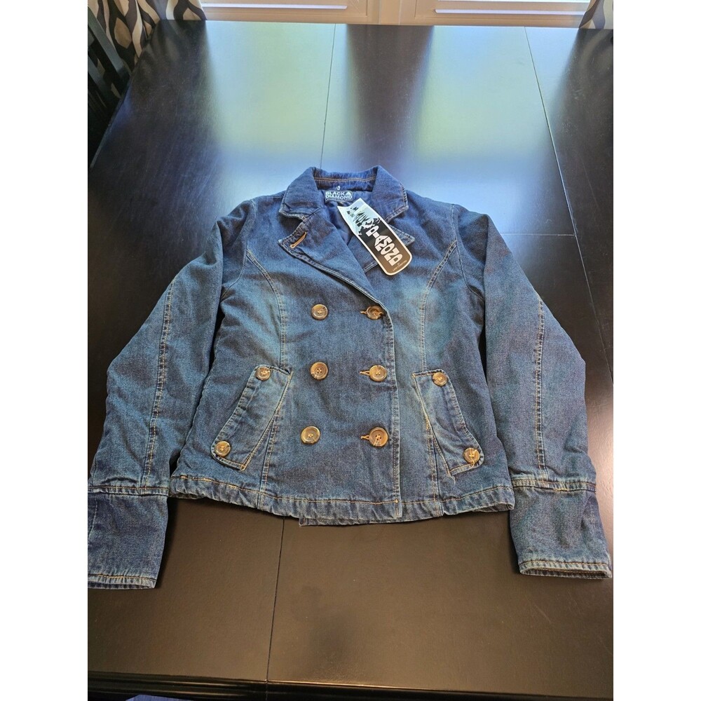 Black Diamond Blue Denim Double-Breasted Jean Jacket